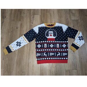 Miller Lite Beer Christmas Sweater Mens L Pullover Holiday Party Dad Ugly